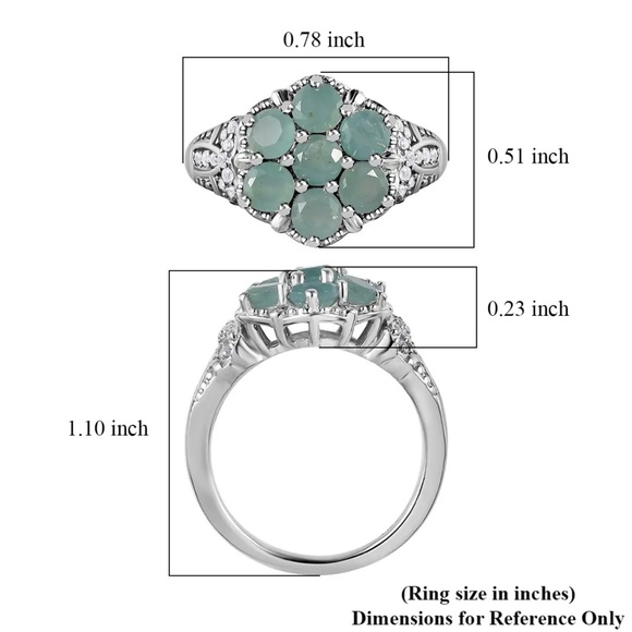 Premium, Rare, Grandidierite, White Zircon Floral Ring.  NWT - Picture 6 of 8